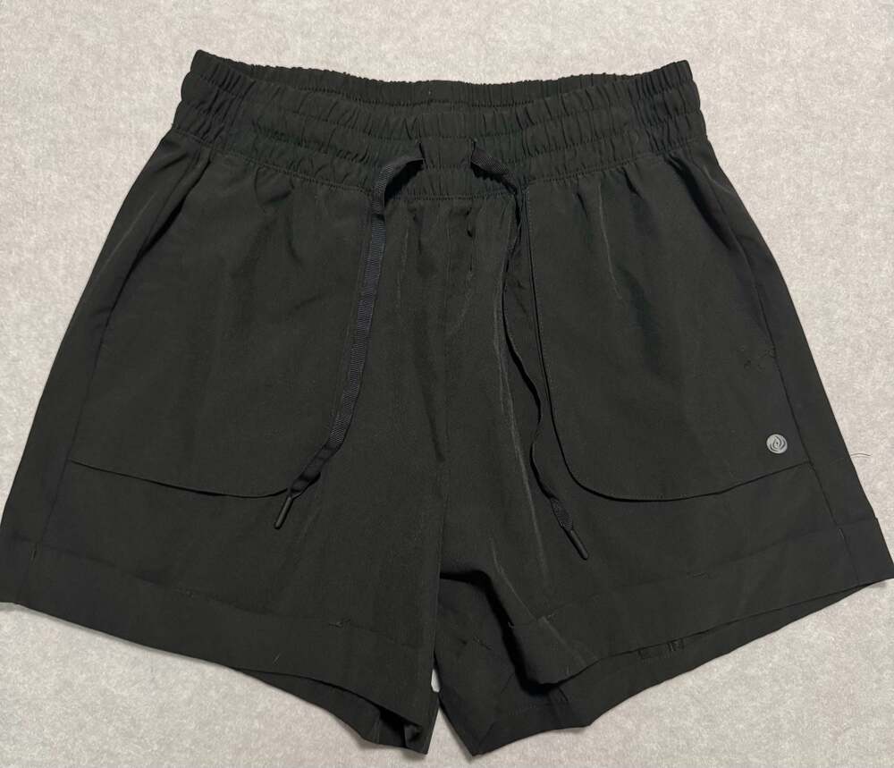 Apana Black Drawstring Shorts with Patch Pockets, Size M